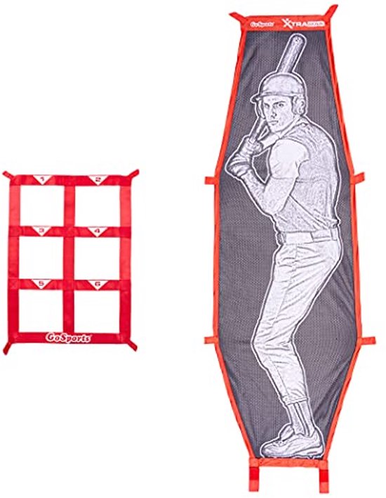 Honkbal & Softbal Kit - Trainingsset Werpen - Pitching Nauwkeurigheid - Met Xtraman Dummy - 7ft x 7ft - Rood