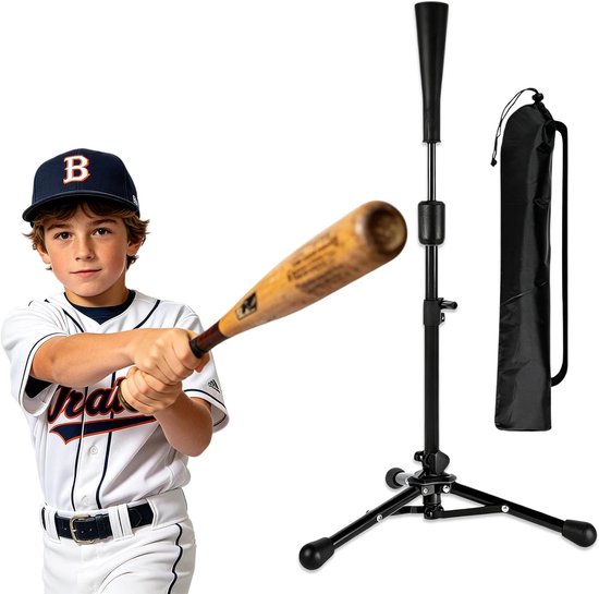 Honkbal Statief - Softbal Tee - Slag Training - Verstelbare Hoogte - 59-101 cm - Zwart