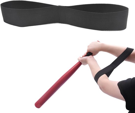 Honkbal Swing Trainer - Slagtrainingsgereedschap - Slagvaardigheden Verbeteren - Duurzame Elastische Band - ca. 3.8 x 24 cm - Zwart
