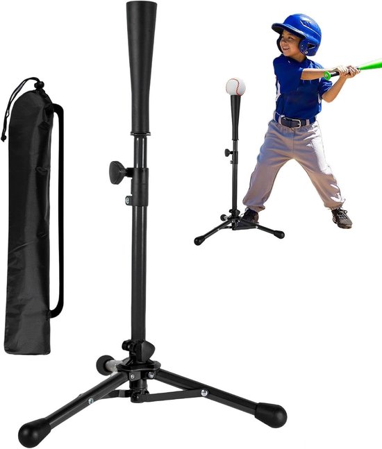 Honkbal Tee Bal - Softbal Trainer - Sport Training - Verstelbare Hoogte - 43 cm - Zwart