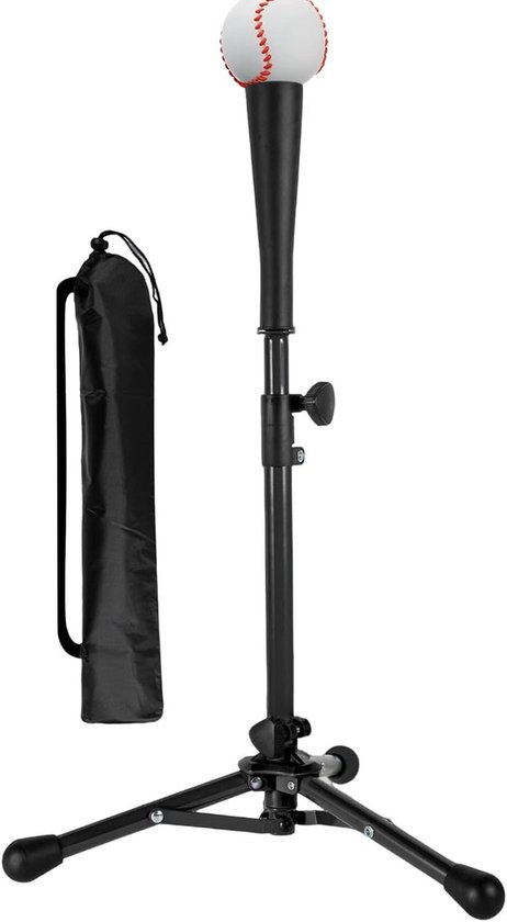 Honkbal Tee - Slag oefenen - Sport training - Verstelbare hoogte - 53-80 cm - Zwart