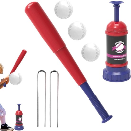 Honkbalset Kinderen - Trainingsmachine Slag - Sport Oefenen - Automatische Balwerper - 3 Ballen - Rood