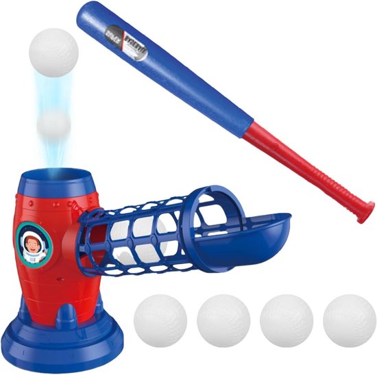 Honkbalwerper set - Kinderspel - Slagvaardigheid oefenen - Automatische baluitworp - 5 ballen capaciteit - Multicolor