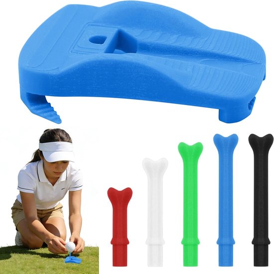 Houder voor Golf Tee met Scharnierbasis - 5 Simulator Tees in Diverse Maten voor Stabiele en Duurzame Golfervaring Thuis en Binnengebruik