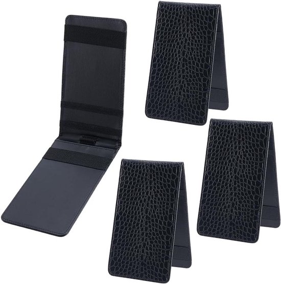 Houders voor golf scorekaarten en afstandsboeken - set van 4 - kunstleer - met potloodlus - 7,48 x 4,25 cm - zwart - golfaccessoires - golfuitrusting - handig formaat. van Merkloos