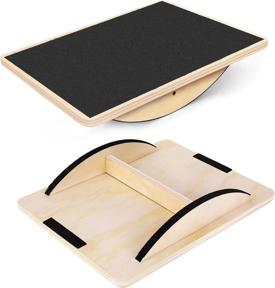 Houten Balance Board voor Volwassenen en Honden - Wobble Board voor Fysiotherapie en Training, Perfect voor Staand Werk en Evenwichtsoefeningen