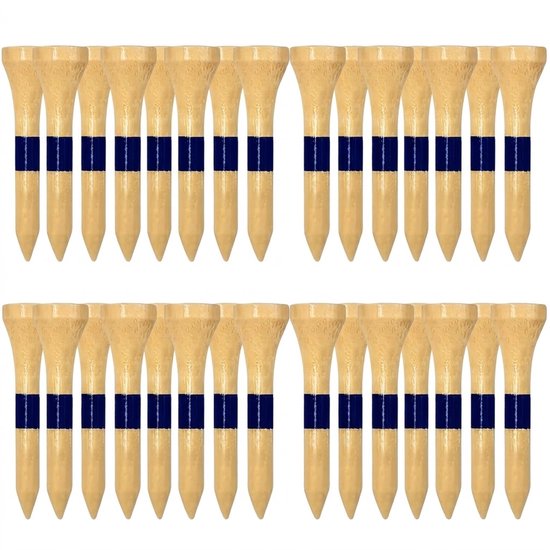 Houten golf tees 30 stuks 1,5 inch – korte golf tees – natuurlijke kleur met blauwe markering – golf tees voor training en golfspel – compacte houten golf tee