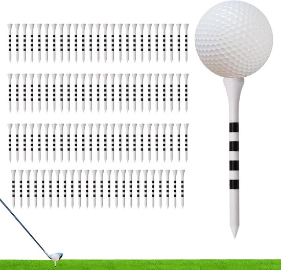 Houten Golf Tees - Golf Markers - Golftraining Verbeteren - Verstelbare Hoogte - 100 stuks - Wit