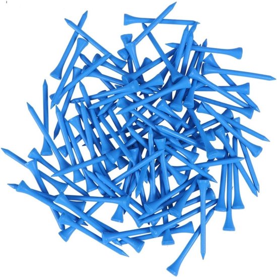 Houten Golf Tees - Golfballen Houders - Verbeterde Drives - Gelijkmatige Tee-Diepte - 100 stuks 8.3 cm - Blauw