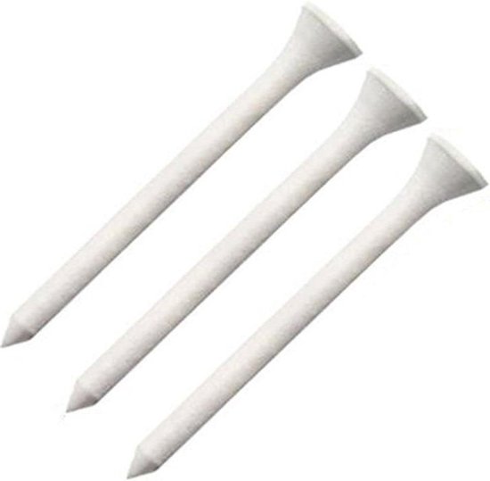 Houten Golf Tees - Tee Houder - Golfen op de baan - Natuurlijk materiaal - 69mm Pack van 20 - Wit
