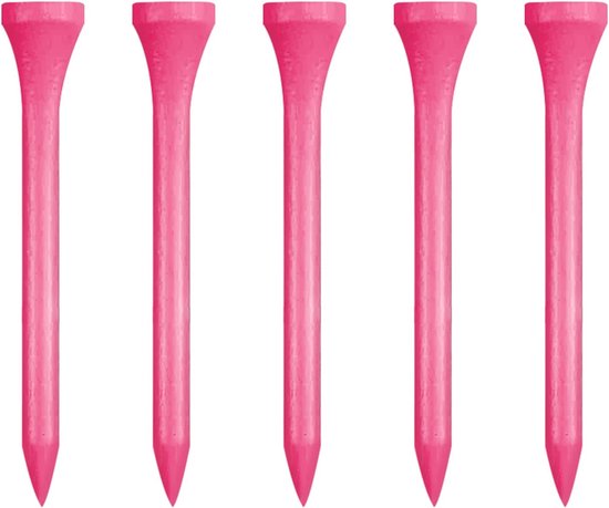Houten golftees 70 mm - Lange golftees (roze) - Biologisch afbreekbaar - Sterk en betrouwbaar - ShopVlot