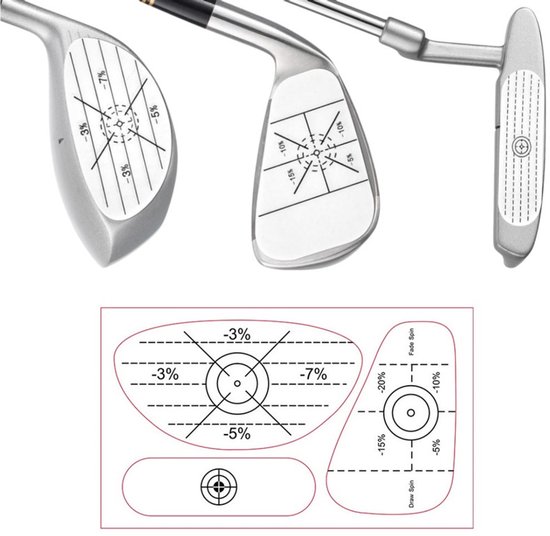 Impacttape voor golfclubs (40 vellen) - Golf-impacttape - Impact-trainingstickers - Swingtrainer - Impactstickers voor de golfswing - Golftrainingshulpmiddel - Stickers voor putters en ijzers - Golfclubstickers voor impactmarkering