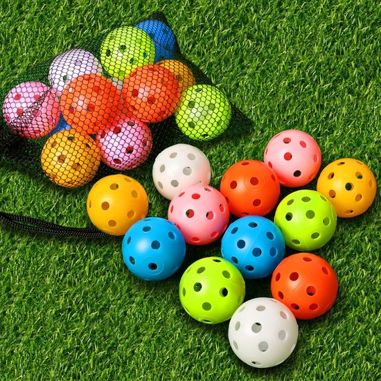 IMPERATORIS® Golf Oefenballen - Airflow Ballen - Geperforeerde Plastic Ballen - Voor Training in Tuin en Binnen - Lichtgewicht - Set van 12 - veelkleurig