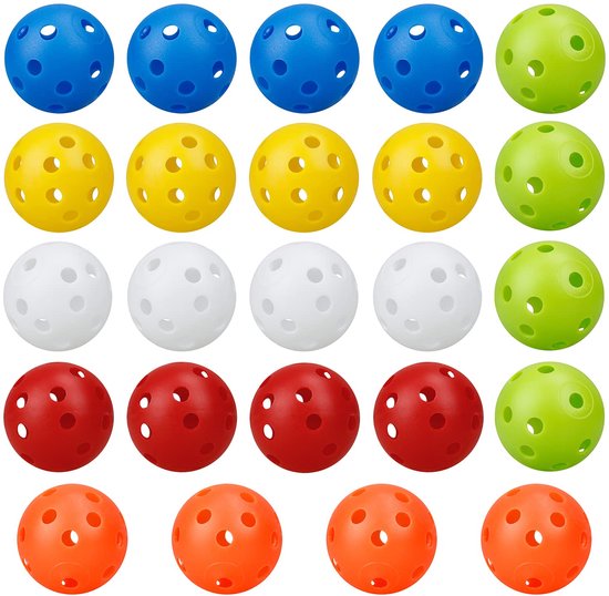 IMPERATORIS® Golf Oefenballen - Airflow Ballen - Geperforeerde Plastic Ballen - Voor Training in Tuin en Binnen - Lichtgewicht - Set van 24 - Oranje, rood, geel, blauw, groen, wit