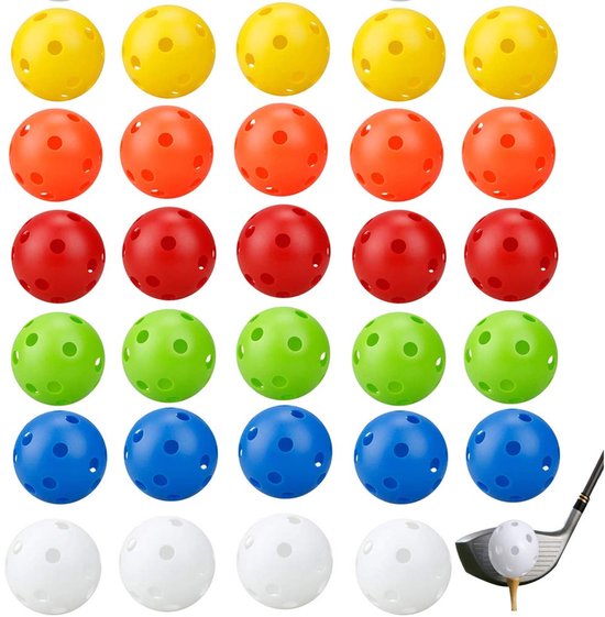 IMPERATORIS® Golf Oefenballen - Airflow Ballen - Geperforeerde Plastic Ballen - Voor Training in Tuin en Binnen - Lichtgewicht - Set van 30 - veelkleurig