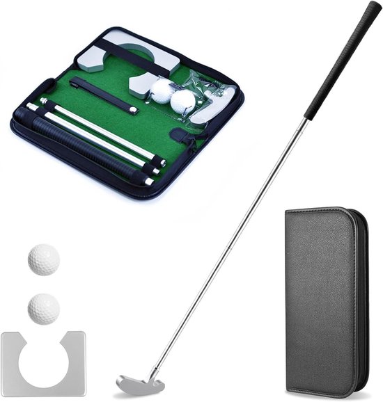 Indoor Mini Golf Set met Golf Putter, 2 Golf Clubs en PVC Draagtas voor Golf Training en Cadeaus voor Mannen van Merkloos