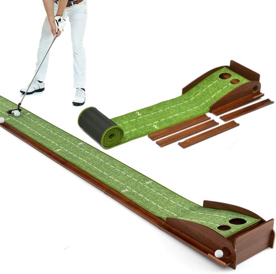 Indoor & Outdoor Golf Puttmat met Automatische Balterugkeer, Professionele Oefenmat voor Thuis, Kantoor en Buitengebruik