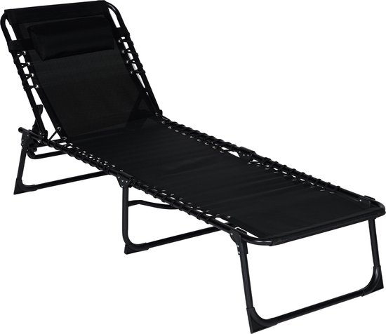 Infinity Goods Ligbed - Opvouwbaar - Inclusief Hoofdkussen - Zonnebed - Ligstoel - Verstelbaar - Tuin - Weerbestendig - Antraciet van Infinity Goods