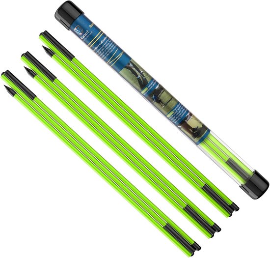 Inklapbare golfuitlijnstokken set van 3, 122 cm lange trainingshulp voor putten, richten en houding corrigeren met doorzichtige buizenhoes, groen