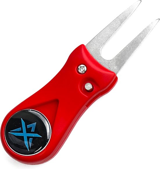 Inklapbare Pitchfork - Inclusief Bal Marker - Pitch Fork - Golf Accessoire - Rood - ATHLIX van ATHLIX