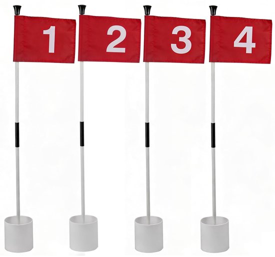 Innovra - Dailygoods - 4-delige Putting Green Vlaggen Set met Hole Cup