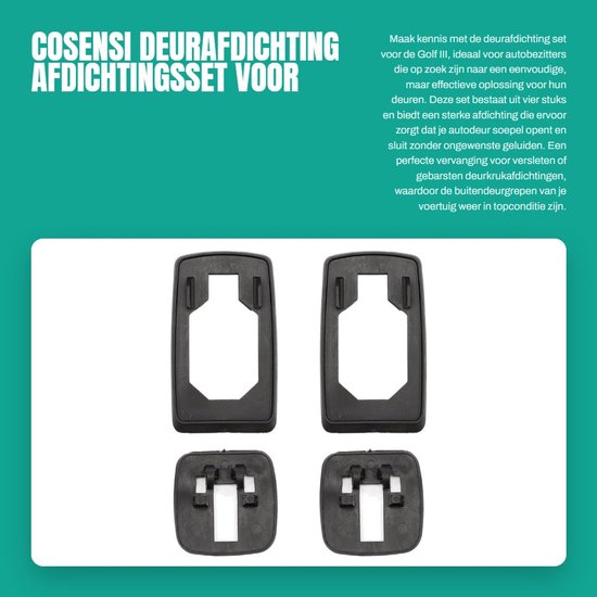 Inovra- Deurafdichting Sterke Afdichting - Deurafdichtingskit - Afdichtingsstrip - Vervanging Deurkruk - ABS-Kunststof - Voor Golf 3 III Cabrio - Deurklinkafdichting