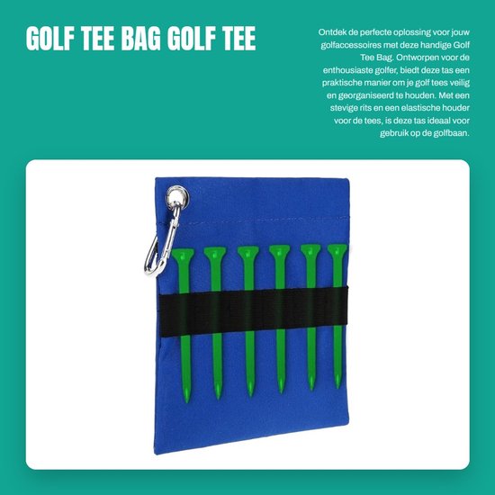 Inovra- Golf Tee Bag - Duurzaam Nylon - Rits - Karabijnhaak - 6 Golf Tees Houder - Lichtgewicht - Handig Accessoire - Golf Tas