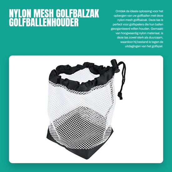 Inovra- Golfbalzak Hoogwaardig Nylon - Opbergzak voor 36 Golfballen - Draagbaar en Lichtgewicht - Wasbaar en Sneldrogend - Met Trekkoord - Golfballentas