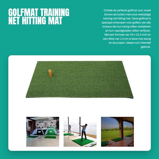 Inovra- Golfmat 24 x 12,2 x 1,5 cm - Oefenmatje Fitness - Indoor/Outdoor Training - Duurzaam - Antivervaging - Opvouwbaar - Oefenmat