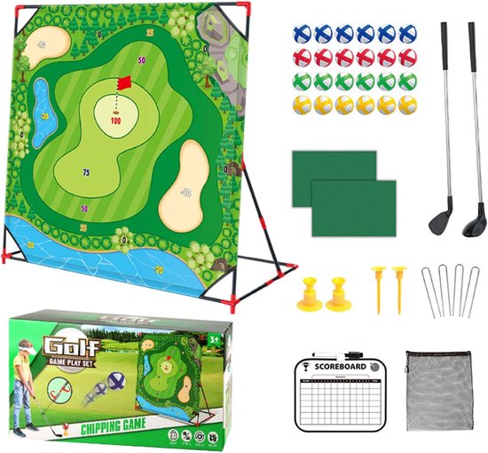 Interactieve golfmat - Trainingsset bal - Familie spel - Inclusief kleverige ballen - 137 x 137 cm - Meerdere kleuren