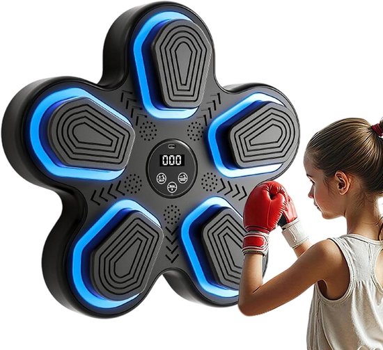 Interactieve Ponsentrainer - Bokszak Muziek - Fitness Workout - Draadloze Muziek Koppeling - 38x37.5cm - Zwart van Merkloos