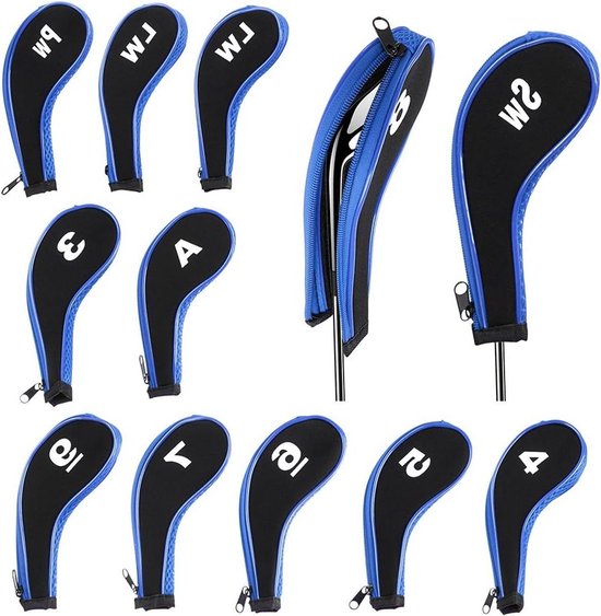 Iron Head Cover Club Heads Protector Wedge Headcovers met Lange Hals en Zip.
