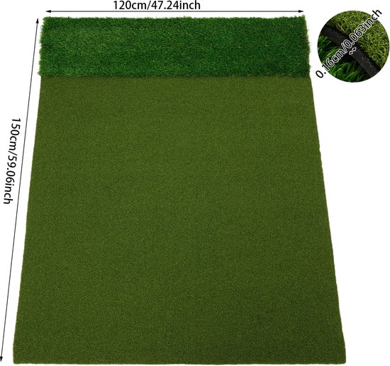 Jently golfmat - golf accessoires - met 6 Tee Posities - anti slip - trainingsmat - binnen en buiten gebruik van Merkloos