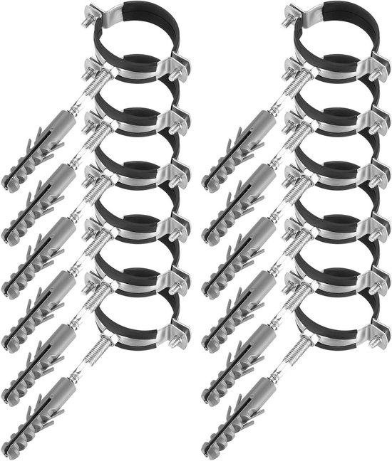 JGS Premium - 36 stuks Metaal Rubberen Pijp Klemmen 50mm/2 inch met U-vormige Zadels, Hangende Bouten en Pinnen - Slangklemmen en Buisbeugels - Buisband Houder Beugels - Klemmen voor Buis - Pijpaccessoires van JGS