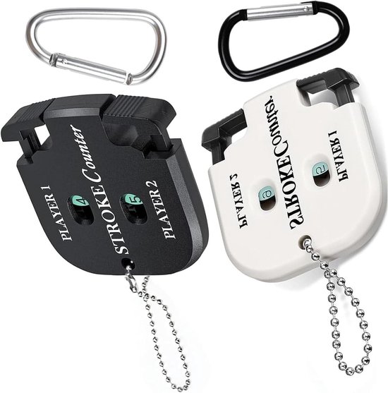 JGS Premium - Golfscoreteller 2 stuks voor spelerteller en gatenteller - Handmatige teller met karabijnhaken voor golf- en sportevenementen.