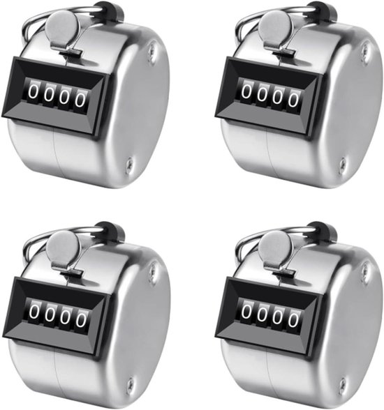 JGS Premium - Mechanische Clicker Teller voor Golf - 4 Cijfers - Zilver - Sport Coaching van JGS