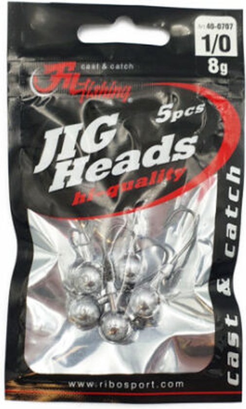 Jighead - 8g - Haakmaat 1/0 - 5 stuks - Loodkop voor Roofvissen - voor kunstaas Shads & Softbaits van JIGBLITZ