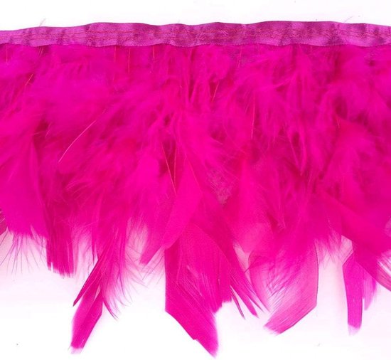 Kalkoenveren franjes voor feest, trouwjurk, naaien, handwerk, kostuums, decoratie, pakket van 1,83 meter (fuchsia)