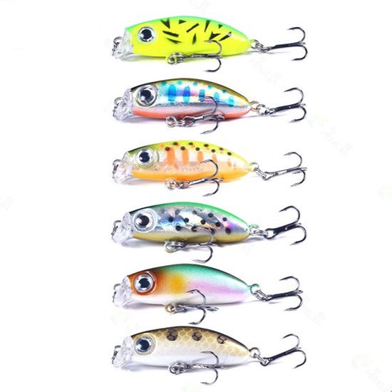 KARZO - 6 stuks Luya Aas Mino 1.65"/3.1G Micro-ondergedompeld Hard Aas Bloed Tank Haak Kunstmatig Aas Bionisch Nep Aas van KARZO