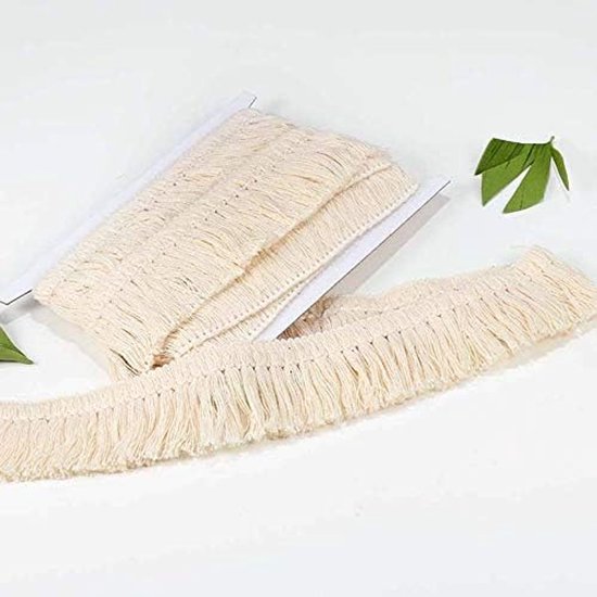 Katoenen kwastjes franjes 4 cm, kanten rand van 5,5 meter, voor naaien randen trimmen gordijn deken opknoping tapijten kleding woondecoratie (beige) | Geschikt voor naaien randen trimmen gordijn deken opknoping tapijten kleding woondecoratie (beige)