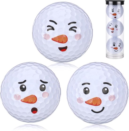 Kerst Golfballen Set van 3 met Sneeuwman Motief voor Golfliefhebbers en Golfers