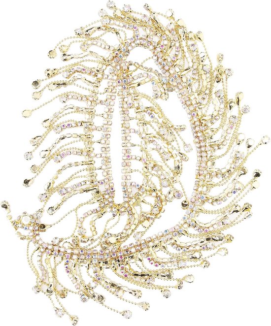 ketting franje bruids applicatie trim kristal kleding tas bruiloft decoratie sieraden naaien doe-het-zelf ambachten (goud)