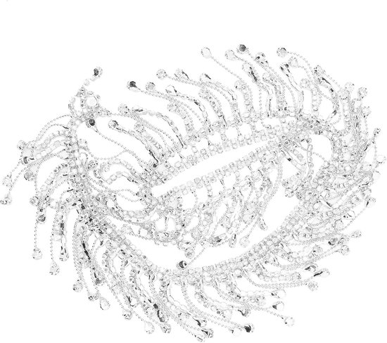 ketting franje bruids applicatie trim kristal kleding tas bruiloft decoratie sieraden naaien doe-het-zelf ambachten (zilver)