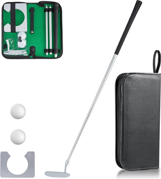 Kilkuran ® Complete Indoor Mini Golf Set voor Thuis en Kantoor met Putter, Ballen en Oefenbeker van Merkloos