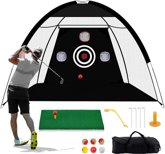 Kilkuran ® Uitgebreide Golf Trainingsset voor Binnen en Buiten met Groot Oefennet en Accessoires van Kilkuran