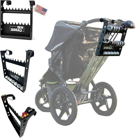 Kinderwagen Accessoire - Golfhouder Kinderwagen - Golfen met gezin - Universele pasvorm - 30x35x10 cm - Zwart