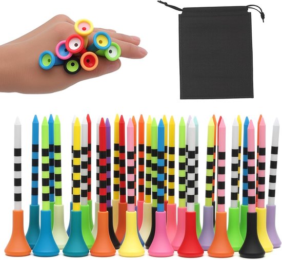 Kleurige Golf Tees Set van 50 Stuks, Ideaal voor Creatieve Golfers en Professionals, 83mm Lange Plastic Tees