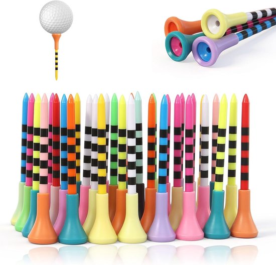 Kleurige Golf Tees van Plastic - Set van 50 Stuks voor Verbeterde Golfprestaties en Precisie van Merkloos