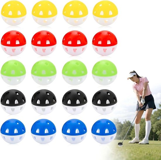 Kleurige Golfballen voor Oefening, 20 Stuks EVA Golfballen voor Binnen en Tuin, Hoge Zichtbaarheid en Realistisch Gevoel voor Beginners en Hobbygolfer