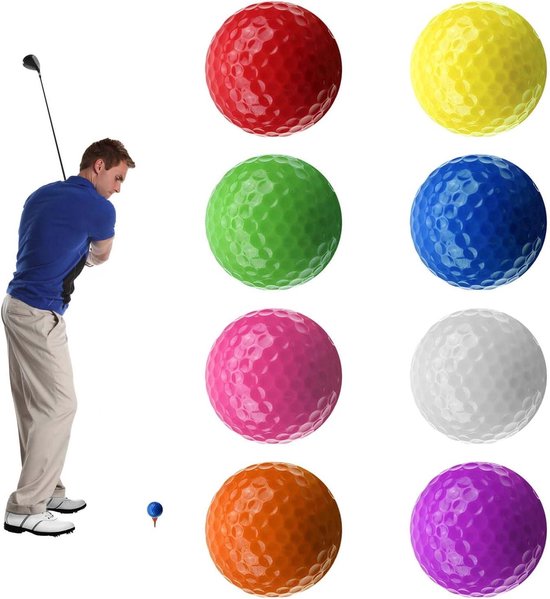 Kleurige Set van 8 Golfballen voor Training en Oefening, Geschikt voor Binnen en Buiten, Perfect voor Driving Range en Golf Praktijk van Merkloos